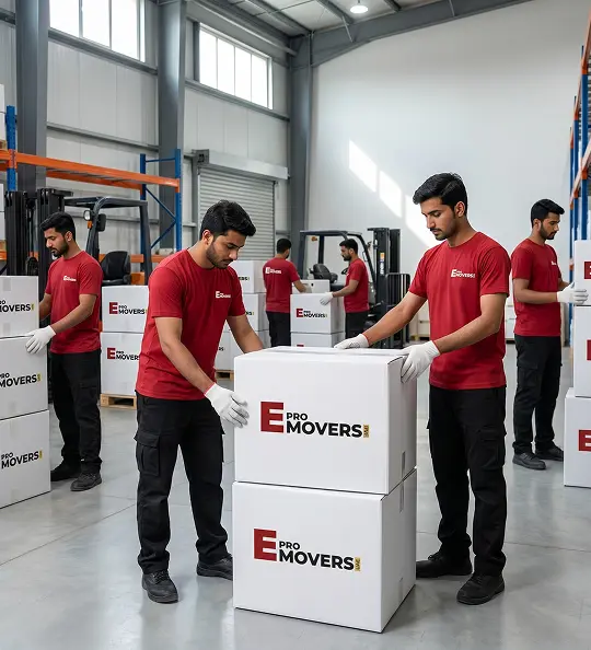 E Pro Movers UAE crew preparing a residential relocation