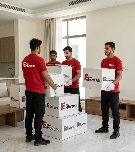 E Pro Movers crew documenting inventory before loading